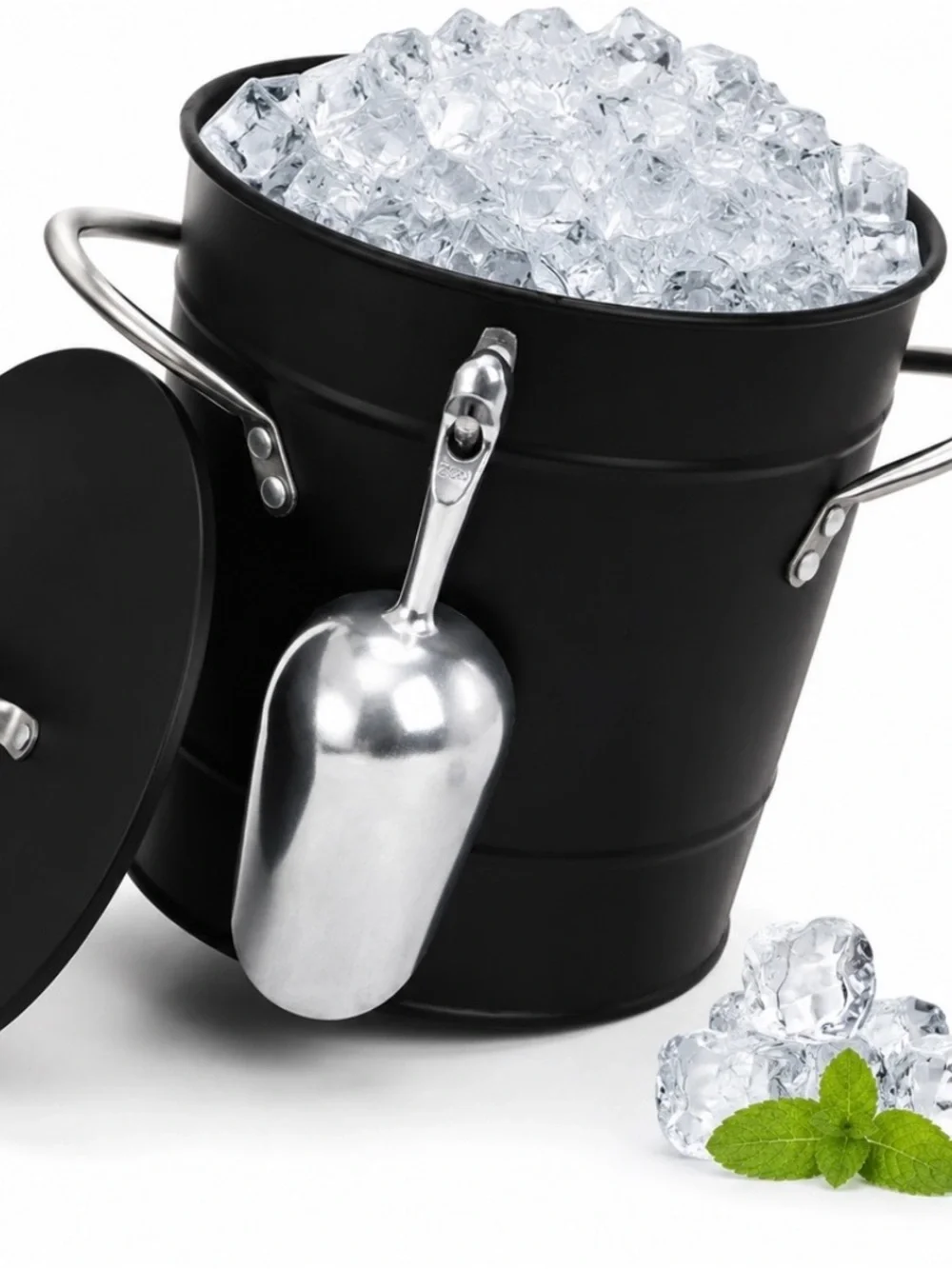 Polka Dot Ice Bucket with Silver Scoop - Home Dining